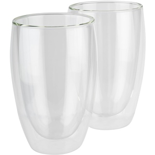 APS 10372 Gläser TWINZ, 2er Set, doppelwandig, Kaffeeglas, Latte Macchiato, Ø 8,5 cm, Höhe 14 cm, 380 ml