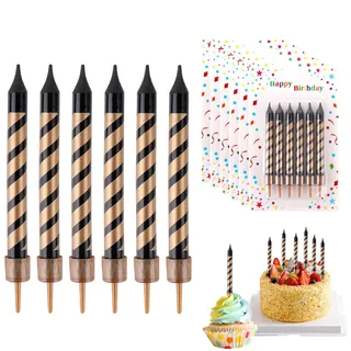 36 Stück Kerzen Geburtstag Schwarzes Gold, 9cm Große Skinny | Skinny Geburtstagskerzen, Dünne Lange Geburtstagskerzen, Dekoration Cupcake Kerzen für Hochzeiten Party
