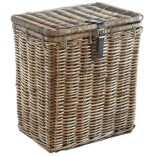Kobolo Wäschekorb Wäschebehälter Wäschekorb eckig Rattan Kubu-Grey 50x38x56 cm (mit Deckel), Waschekorb grau
