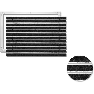 SWmat Fußabtreter für Innen & Außen I Eingangsmatte mit Aluminium Rahmen I Einbau Schmutzfangmatte & eingelassene Fußmatte Anthrazit 150 x 100 cm