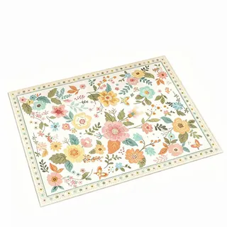 Agger Fußmatte Fußmatte mit Blumenmuster, Teppich im Boho-Stil, Landhausstil-Türmatte für Wohnzimmer, Kinderzimmer, Schlafzimmer