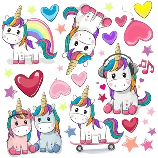 HOMSFOU Herz Einhorn Wandtattoo Dekorationsaufkleber
