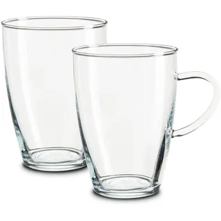 Peill+Putzler Germany 2er Set Teegläser, 350ml Kaffeegläser, Gläser mit Henkel für Kaffee, Latte Macchiato & Tee, spühlmaschinengeeignet