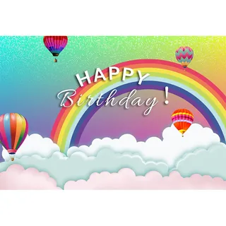 Ttincceer 3x2m Regenbogen Hintergrund für Babypartys Junge und Mädchen Happy Birthday bunt Heißluftballon Wolken Neugeborene Kindergeburtstag Party Dekoration Banner Studio Requisite