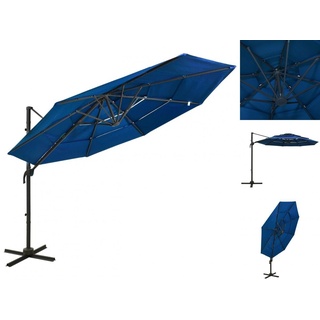 vidaXL Sonnenschirm Sonnenschirm mit Aluminium-Mast 4-lagig Azurblau 3x3 m blau