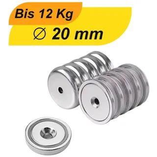 MaajeeKuto Magnet Neodym Magnete Loch Bohrung Senkung 20mm Magnet zum schrauben Scheibe (4-St)