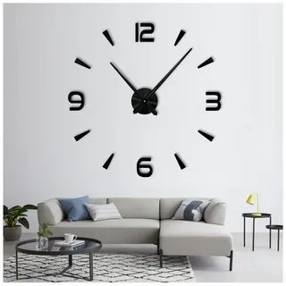 MOPUEA Wanduhr DIY Wanduhr 80-120cm große einfache-Wanduhr 3D Zahlen stille Acryl-Uhr (Lautlos für Restaurants Wohnzimmer Schlafzimmer Dekoration Uhr)