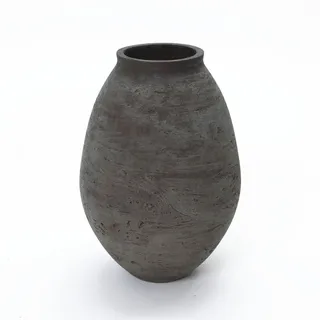 Hometopia Vase, Dunkelbraun, Keramik, Beton Optik, Rund, 32.5 cm, Dekoration, Vasen, Keramikvasen
