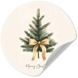 MuchoWow Wandsticker Weihnachtsbaum - Weihnachten - Frohe Weihnachten - Beige (1 St), Wandtattoo Selbstklebend, Wohnzimmer Deko Aufkleber, 30x30 cm beige 30 cm x 30 cm x 0.1 cm