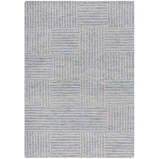 KADIMA DESIGN Wollteppich kariert Blau, 80 x 150 cm - LEA Kadima Design
