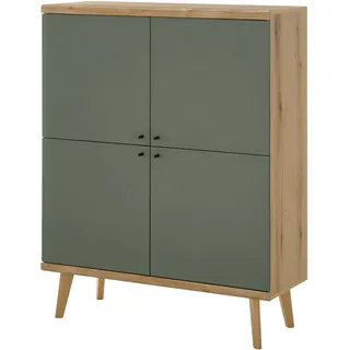 INOSIGN Highboard »MAVAS«, in moderner Trendfarbe, Griffe aus Metall (Schwarz), Höhe 134 cm