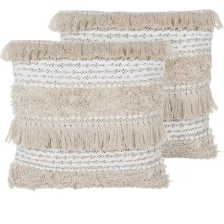 Beliani VILLUR Dekokissen 45 x 45 cm Beige