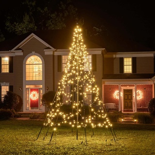 Fairybell LED-Weihnachtsbaum für draussen - 3 Meter - 480 LEDs - Weihnachtsbaum inklusive Mast - Warmweiss mit Twinkle