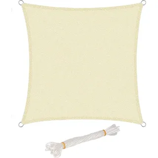 Woltu Sonnensegel Quadratisch HDPE 300 x 300 cm Creme