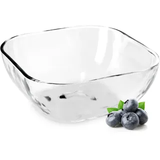 KADAX Glasschüssel, eckige Obstschale aus robustem Glas, Salatschüssel in 3 verschiedenen Größen, Spülmaschinenfeste Glasschale, transparente Snackschale für Obst (13.5cm, 2, stück)