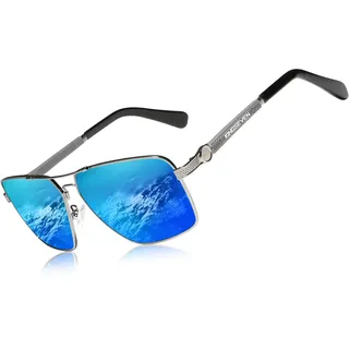 KINGSEVEN Sonnenbrillen Polarisierte Beschichtung Linse 2023 Auto Reset Framework Fahrbrillen für Männer/Frauen Oculos (Pistole Blau) - 60
