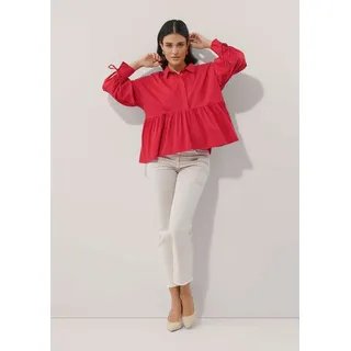 Alba Moda Hemdbluse Oversized Bluse mit Plisseedetails Uni-Design, Hemdkragen, verdeckte Knopfleiste rot 36