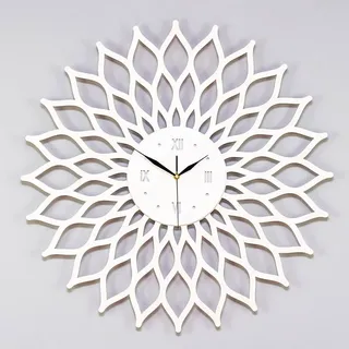 ORNAMENTI Wanduhr Grosse, modern, holz, hingucker Wanduhr, Sunburst, Sonne (ohne Ticken, Wanddeko, Holzdeko, 3 Größen 40, 50, 60 cm) weiß 40 cm