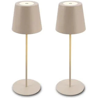 Briloner Akku LED Tischleuchte Beige 2 St.