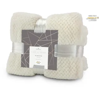 Römer Wellness XXL Decke Feel Beige, extra große Kuscheldecke auch für Paare: 220 x 240 cm, 275 g/m2, weich, warm, flauschig, ganzjährig als Wohndecke, mit Satinband verpackt