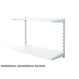 Biedrax Wandregal - Grundregal 20 x 80 x 50 cm, Farbe silber - 2 Fachboden grau