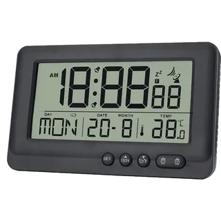 Digitaler Funk-Wecker: 144X86X30 mm Funkwecker Digital mit Batterie Reisewecker, Wecker mit Schlummerfunktion 12/24-Stunden-Format optional, Funk-Wand-Uhr mit Temperaturanzeige Funkuhr Alarm Clock