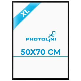 PHOTOLINI Bilderrahmen modern mit bruchsicherem Acrylglas, Holz MDF für Fotos & Poster, für 1 Bilder (1 Einzelrahmen), Posterrahmen 50x70 cm zum Aufhängen schwarz 50 cm x 70 cm