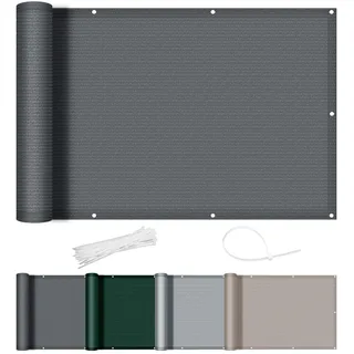 AXT SHADE Balkon Sichtschutz 80x300cm HDPE Balkonverkleidung Balkonabdeckung Balkonbespannung Blickdichte Windschutz und UV-Schutz mit Kabelbinder für Balkongeländer-Anthrazit