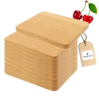 10x HOFMEISTER® Untersetzer Brettchen aus heimischem Kirsch-Holz, 100% Naturprodukt aus EU Produktion, rechteckige Holz-Untersetzer für Gläser, Raclette oder zum Basteln, 10 x 8 x 0,7 cm