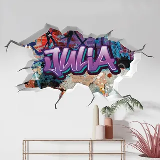 tjapalo® vr201 3D Wandtattoo Graffiti Name Wandaufkleber Kinderzimmer Mädchen wandtattoo Teenager Cool Wandtattoo Kinderzimmer Name, Größe: B100xH58cm