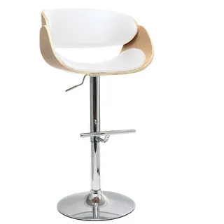 miliboo Design-Barhocker  Weiß  und  helles  Holz  Bent  Holz  Ahorn  Stahl