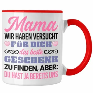 Trendation Tasse Mama Tasse Geschenk zum Muttertag Weihnachten Geburtstag Geschenkidee rot