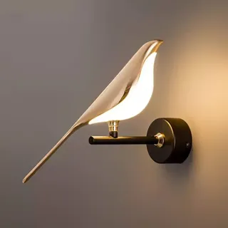 LOGT LED Wandlampe Innen Vogel Drehbar Tiere Bird Wandleuchten Bettlampe Gold 10W 3000K/4500K/6000K Metall Acryl Wandbeleuchtung Modern Deko für Schlafzimmer Wohnzimmer Kinderzimmer Esszimmer