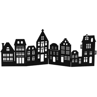 Spetebo Deko Holz Skyline klappbar 50 x 22 cm - schwarz - Weihnachts Stadt Silhouette zur Tischdekoration - Weihnachtsdeko Tischdeko für Weihnachten Weihnachtsstadt Häuserzeile
