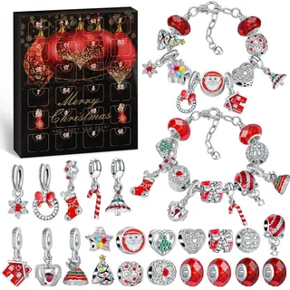 Hymarvo Adventskalender 2026 Kinder Mädchen, Weihnachtskalender 24 Füllung Armbänder Schmuck Basteln, Charm Armband Kit Weihnachten Kinder Teenager Mädchen Geschenk 5 6 7 8 9 10 11 12 13 Jahre