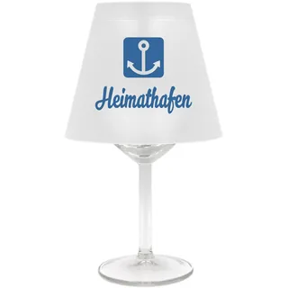 Lampenschirm für Weinglas ~ Heimathafen mit Anker, blau ~ Schirm ohne Glas ~ Windlicht