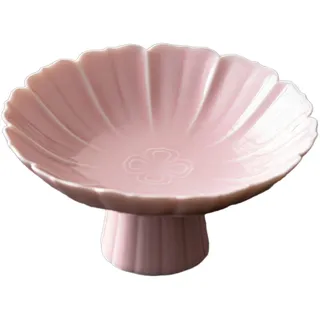JISADER Obstschale aus Keramik mit Fuß, Servierschale für Desserts und Kuchen, Tischdekoration, Dessertständer, dekorativ für den Esstisch, ROSA