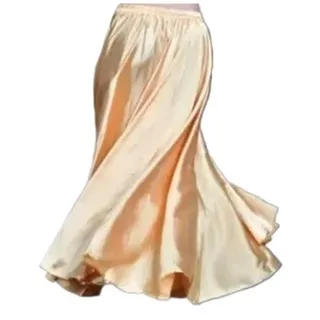 TRRYUIP Flamenco Rock 360/540/720 Grad Satinrock Damen Großer Swing Langer Rock Bühnenkostüm Eröffnung Tanzkleidung Übungskleidung(Dark Gold,360-85cm)