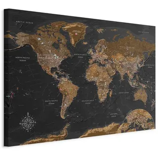 murando - Weltkarte zum pinnen - Pinnwand & Leinwandbild 120x80 cm 1 Teilig Kunstdruck modern Wandbilder XXL Wanddekoration Design Wand Bild - Landkarte Lernkarte k-A-0206-v-a