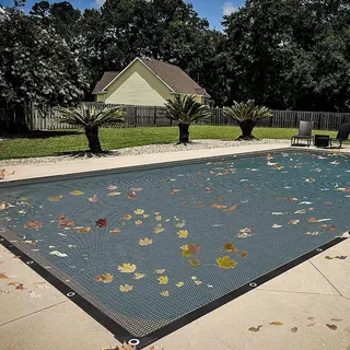 Duqulle Schwimmbad-Schutznetz Für Rechteckige Schwimmbäder, 5 X 10 M, Winterfeste Poolabdeckung, Schutzplane Für In- Und Oberirdische Pools, Aus Polyethylen, Widerstandsfähig, Feinmaschig