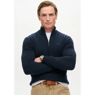 Strickpullover »ESSENTIAL EMB KNIT HALF ZIP«, Gr. S, Carbon Navy Marl, , 20615155-S