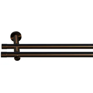 Tilldekor Gardinenstange HIGH-LINE ANDRAX, braun-antik, Ø 20 mm,2-Lauf, 200 cm, inkl. Trägern und Endstücken