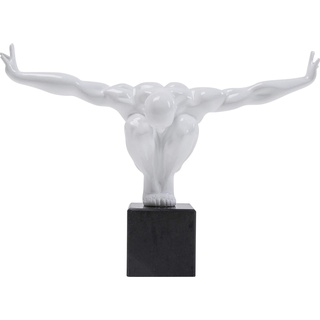 Kare Design Deko Objekt Athlet, Weiß, Deko Figur, Marmor Sockel, handgefertigt, 29x43x15 cm (H/B/T)