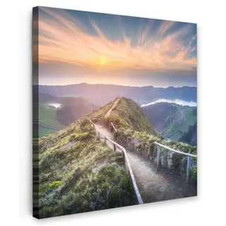 OnlyWow© Outdoor Poster 60x60 cm Gartendeko Wetterfest Wanddeko Terrasse Leinwandbilder Aesthetic Deko Außenbereich Wandbilder Modern Draußen Berge - Sonne - Natur