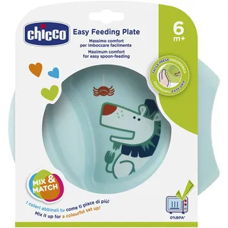 Chicco Esslernschale Easy Teller, Babyschüssel mit rutschfestem Boden, ergonomisches Design, Entwöhnungsschüssel, Ab 6 Monate, Blau, Baby
