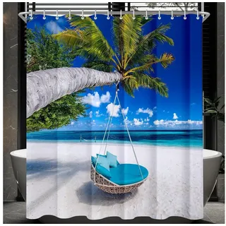 LuxusKollektion Duschvorhang Duschvorhang Strandmuster 240x180cm wasserabweisend & waschbar mit 16 bunt