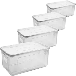 SUSTANIA Aufbewahrungsbox mit Deckel 4er Set – 17 Liter Plastikbox mit Deckel, Robuste Kunststoff-Box für Aufbewahrung, Kisten Aufbewahrung mit Deckel – Platzsparende + Stabile Lösung, Made in EU