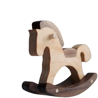 Schaukelpferd Deko Für Den Schreibtisch - Sammlerstück Miniaturmodell Deko | Kleines Holz Schaukelpferd Spielzeug - Für Wohnzimmer Kinderzimmer Büro Bücherregal Fensterbank Nachttisch Puppenstube