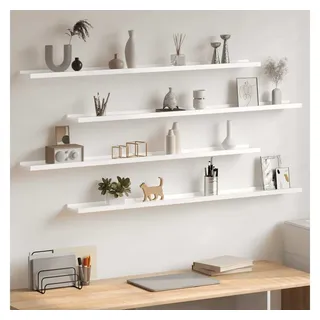 furnicato Wandregal Praktisches MDF 115x9x3 cm Hochglanz-Weiß, 4-tlg., Stabile Wandbord-Ablage für Deko und Bücher im Set aus 4 Stück weiß 115 cm x 3 cm x 9 cm