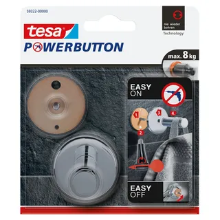 Tesa Garderobenhaken Powerbutton Chrom